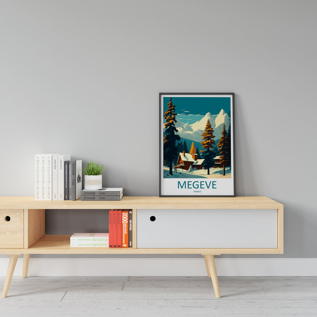 Megeve Travel Print Wall Art Megeve Wall Hanging Home Décor Megeve Gift Art Lovers Ski Art Lover Gift Les Arcs Print Skiing Megeve Ski Art