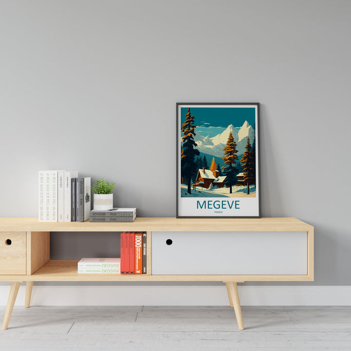 Megeve Travel Print Wall Art Megeve Wall Hanging Home Décor Megeve Gift Art Lovers Ski Art Lover Gift Les Arcs Print Skiing Megeve Ski Art