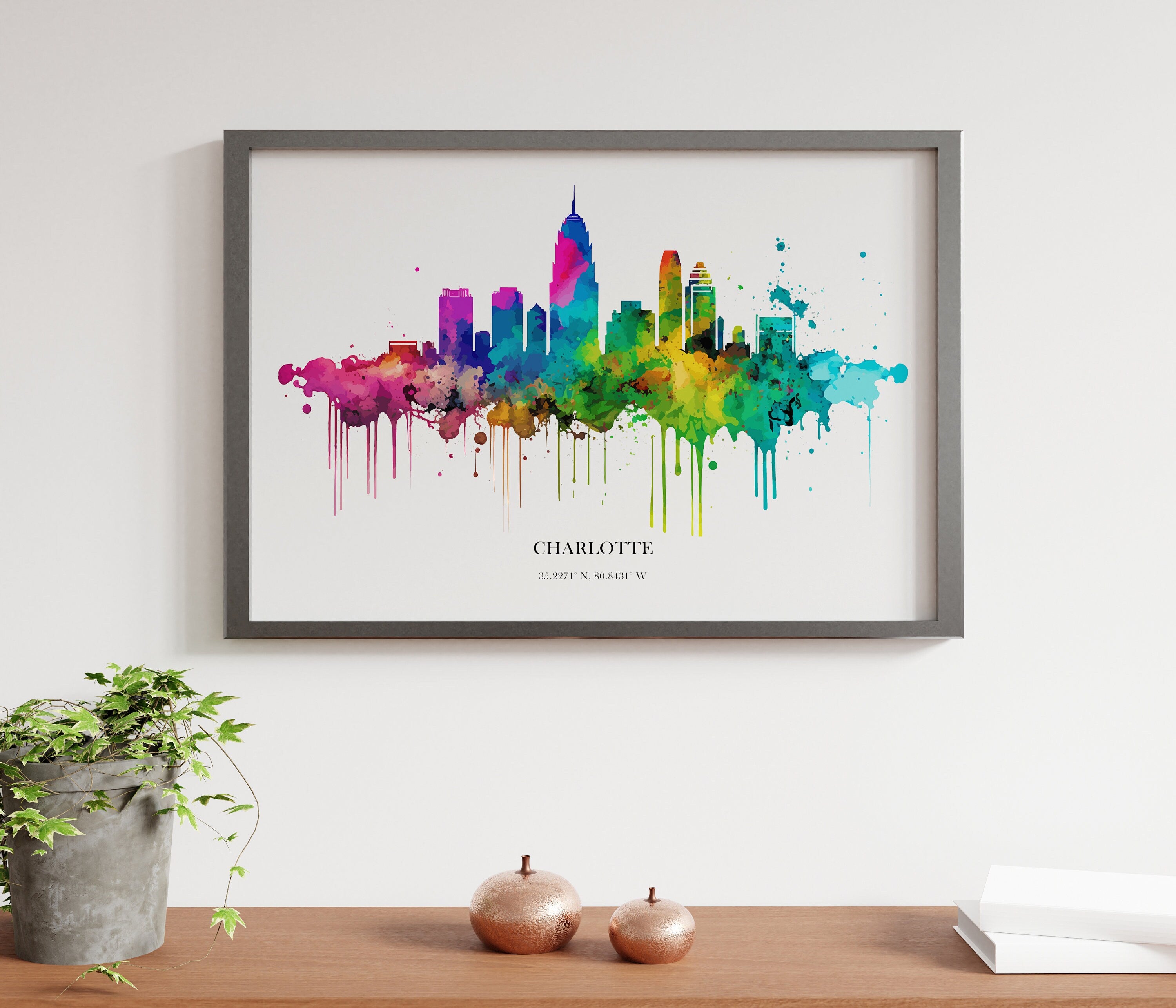 Charlotte Watercolour Skyline Print Charlotte Cityscape Charlotte Home Décor Art Print Wall Art Charlotte Print Charlotte Watercolour Art