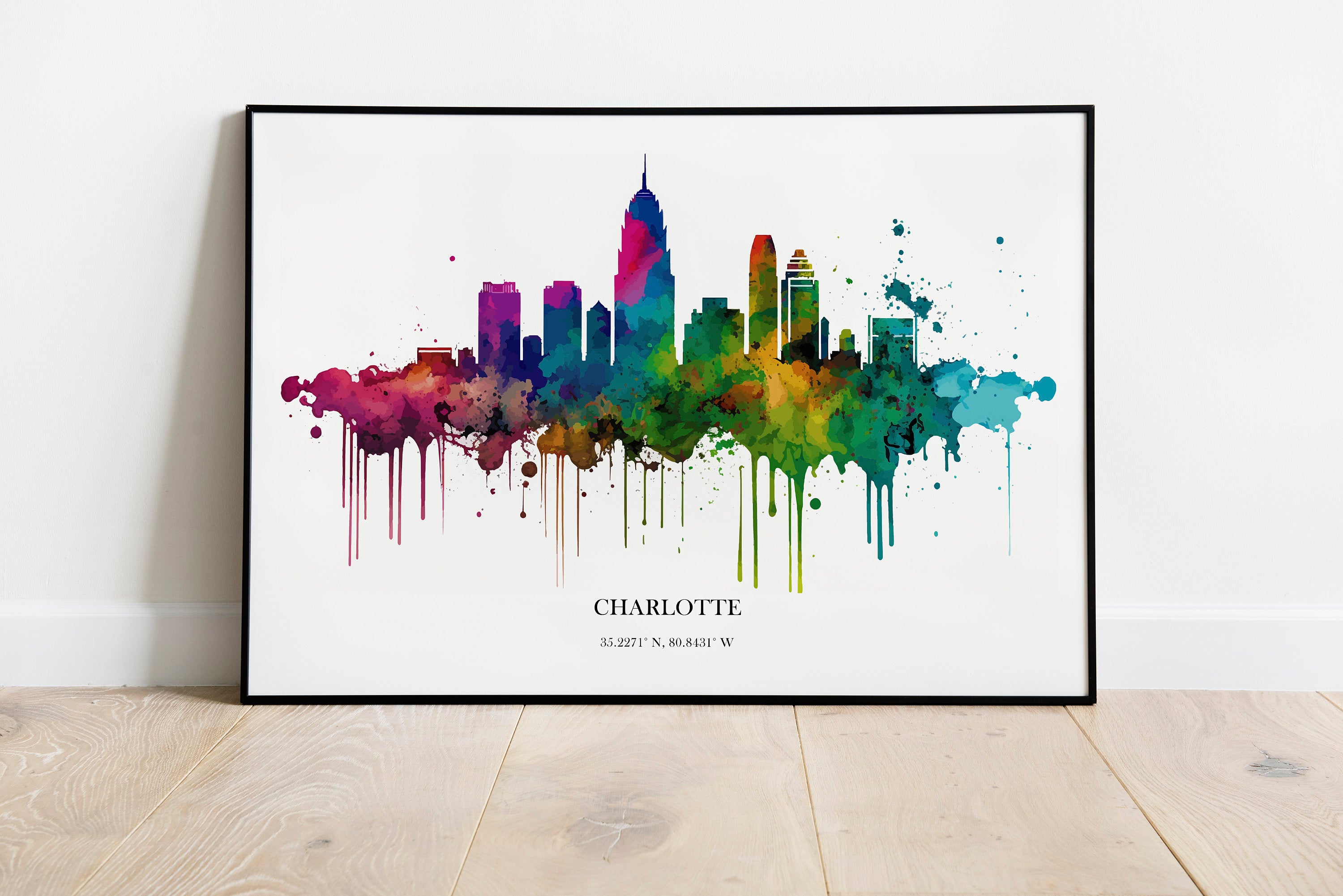 Charlotte Watercolour Skyline Print Charlotte Cityscape Charlotte Home Décor Art Print Wall Art Charlotte Print Charlotte Watercolour Art