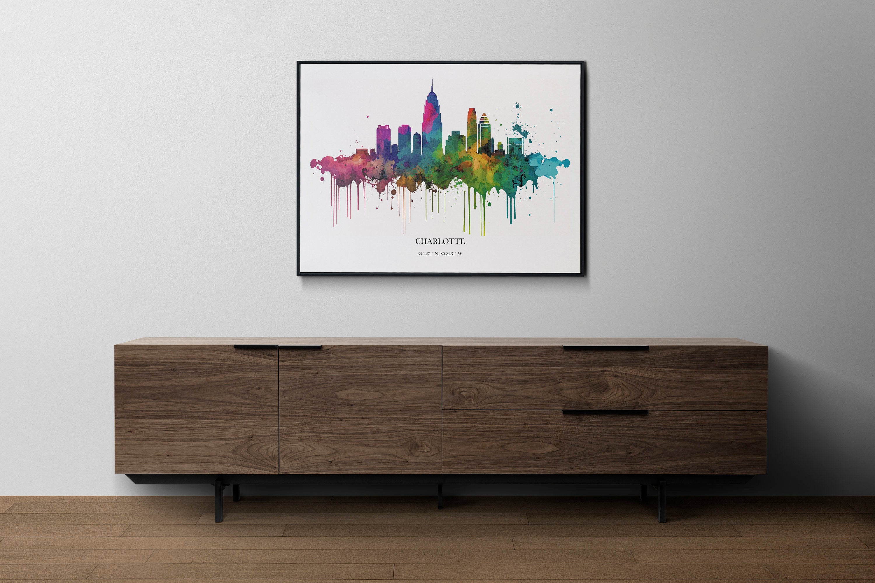 Charlotte Watercolour Skyline Print Charlotte Cityscape Charlotte Home Décor Art Print Wall Art Charlotte Print Charlotte Watercolour Art