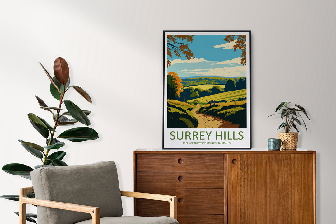 Surrey Hills Travel Print Wall Art Surrey Hills Wall Hanging Home Decoration Surrey Hills Gift Art Lovers Wall Art Print Art Surrey Hills