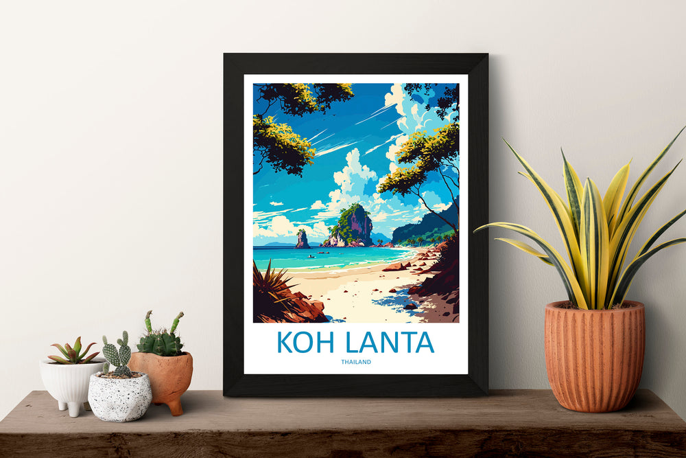 Koh Lanta Travel Print Wall Art Koh Lanta Wall Hanging Home Decoration Koh Lanta Gift Art Lovers Wall Art Thailand Travel Print Gift Thai