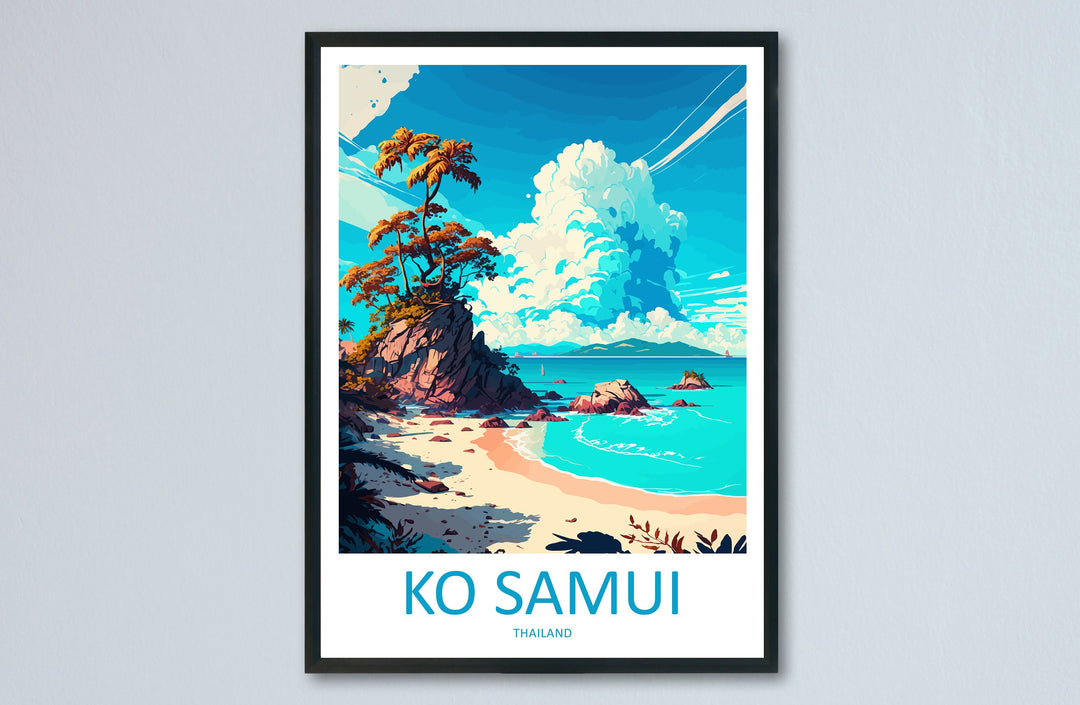 Ko Samui Travel Print Wall Art Ko Samui Wall Hanging Home Decor Ko Samui Gift Art Lovers Wall Art Thailand Travel Print Gift Thai Travel Art