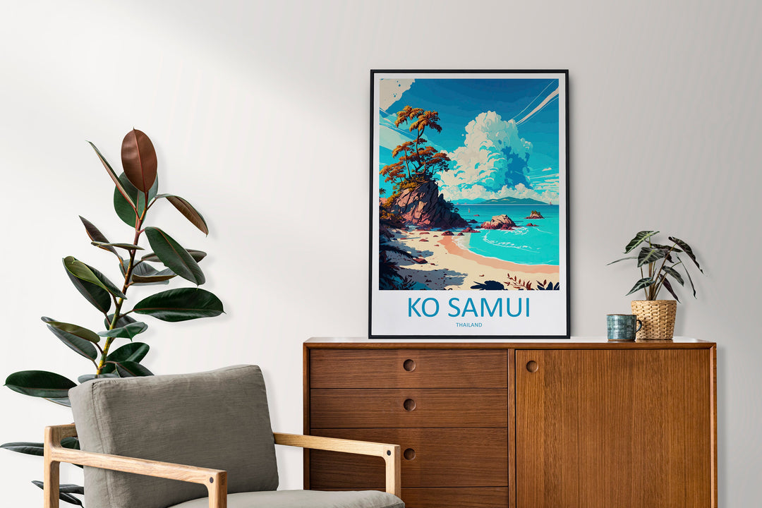 Ko Samui Travel Print Wall Art Ko Samui Wall Hanging Home Decor Ko Samui Gift Art Lovers Wall Art Thailand Travel Print Gift Thai Travel Art