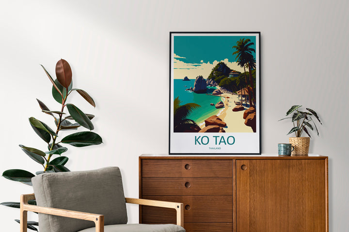 Ko Tao Travel Print Wall Art Ko Tao Wall Hanging Home Decor Ko Tao Gift Art Lovers Wall Art Thailand Travel Print Gift Thai Travel Art