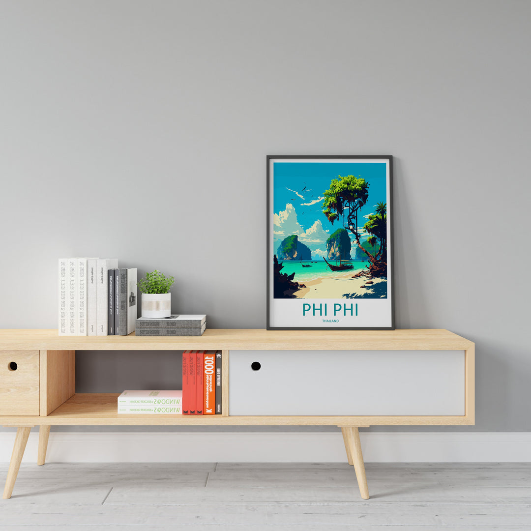 Phi Phi Travel Print Wall Art Phi Phi Wall Hanging Home Decor Phi Phi Gift Art Lovers Wall Art Thailand Travel Print Gift Thai Travel Art