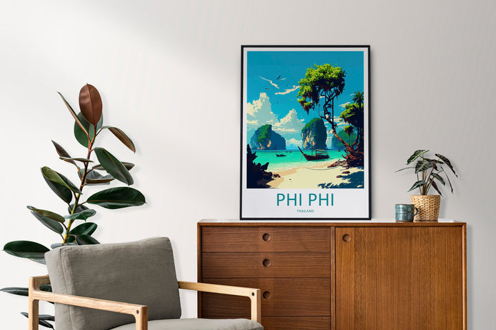 Phi Phi Travel Print Wall Art Phi Phi Wall Hanging Home Decor Phi Phi Gift Art Lovers Wall Art Thailand Travel Print Gift Thai Travel Art