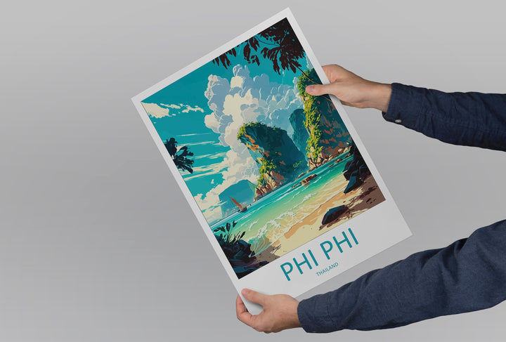 Phi Phi Travel Print Wall Art Phi Phi Wall Hanging Home Decor Phi Phi Gift Art Lovers Wall Art Thailand Travel Print Gift Thai Travel Art