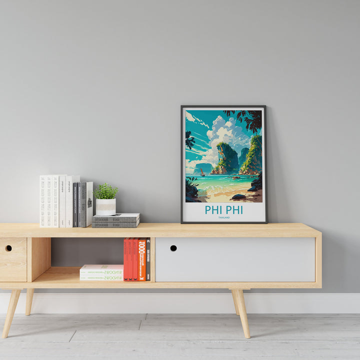 Phi Phi Travel Print Wall Art Phi Phi Wall Hanging Home Decor Phi Phi Gift Art Lovers Wall Art Thailand Travel Print Gift Thai Travel Art