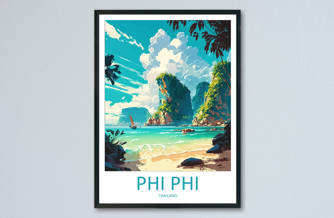Phi Phi Travel Print Wall Art Phi Phi Wall Hanging Home Decor Phi Phi Gift Art Lovers Wall Art Thailand Travel Print Gift Thai Travel Art
