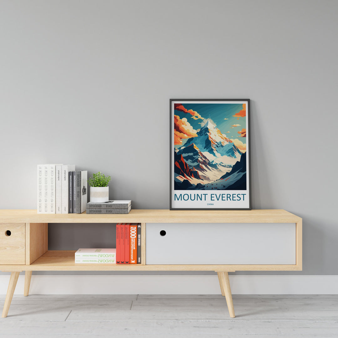Mount Everest Travel Print Wall Art Mount Everest Wall Hanging Home Décor Mount Everest Gift Art Lovers Wall Art China Travel Print