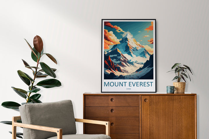 Mount Everest Travel Print Wall Art Mount Everest Wall Hanging Home Décor Mount Everest Gift Art Lovers Wall Art China Travel Print