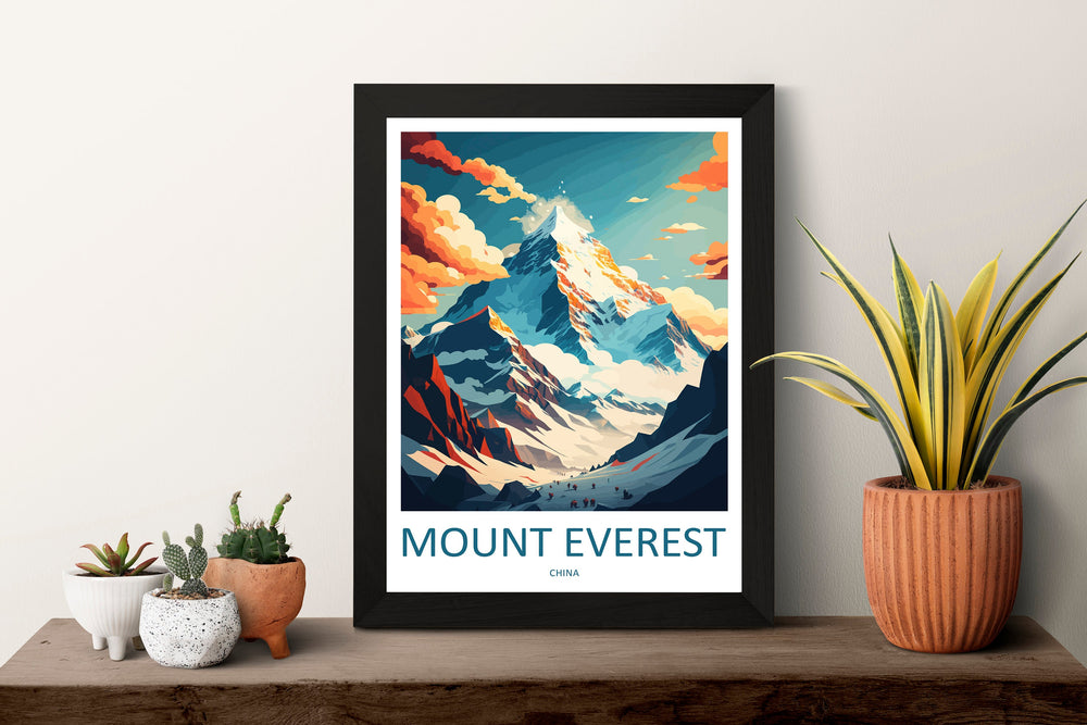 Mount Everest Travel Print Wall Art Mount Everest Wall Hanging Home Décor Mount Everest Gift Art Lovers Wall Art China Travel Print
