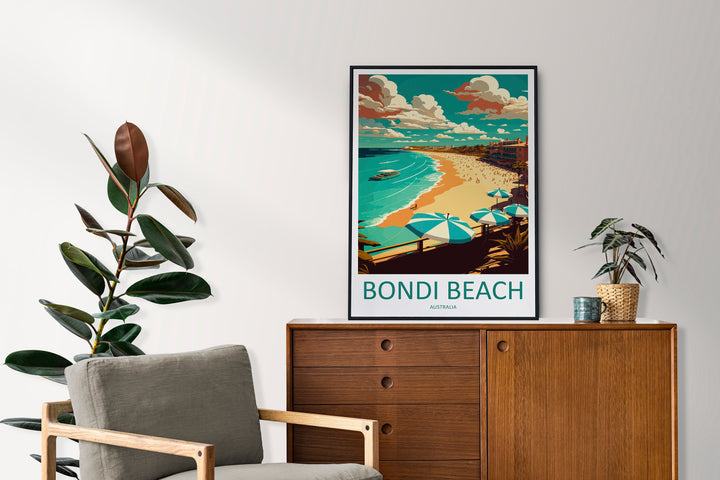 Bondi Beach Travel Print Wall Art Bondi Beach Wall Hanging Home Décor Bondi Beach Gift Art Lovers Wall Art Australia Travel Print Bondi Art