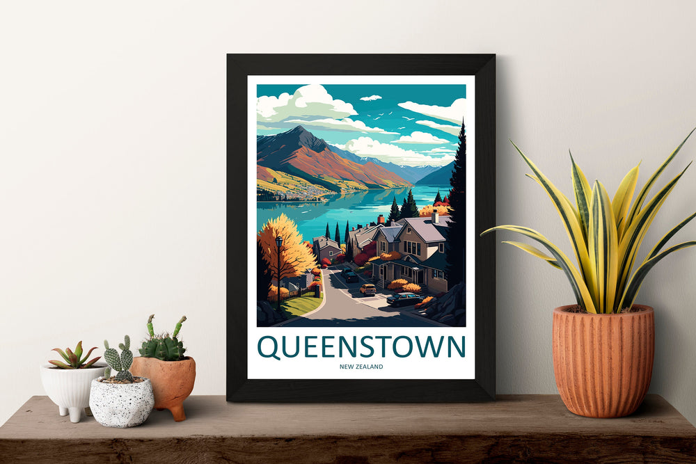Queenstown Travel Print Wall Art Queenstown Wall Hanging Home Décor Queenstown Gift Art Lovers New Zealand Art Lover Gift Print Queenstown