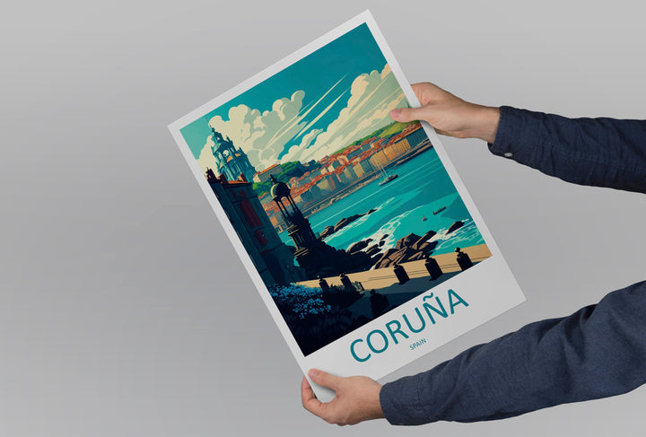 Coruña Travel Print Wall Art Coruña Wall Hanging Home Décor Coruña Gift Art Lovers Spain Art Lover Gift Coruña Print Spain Wall Art Decor