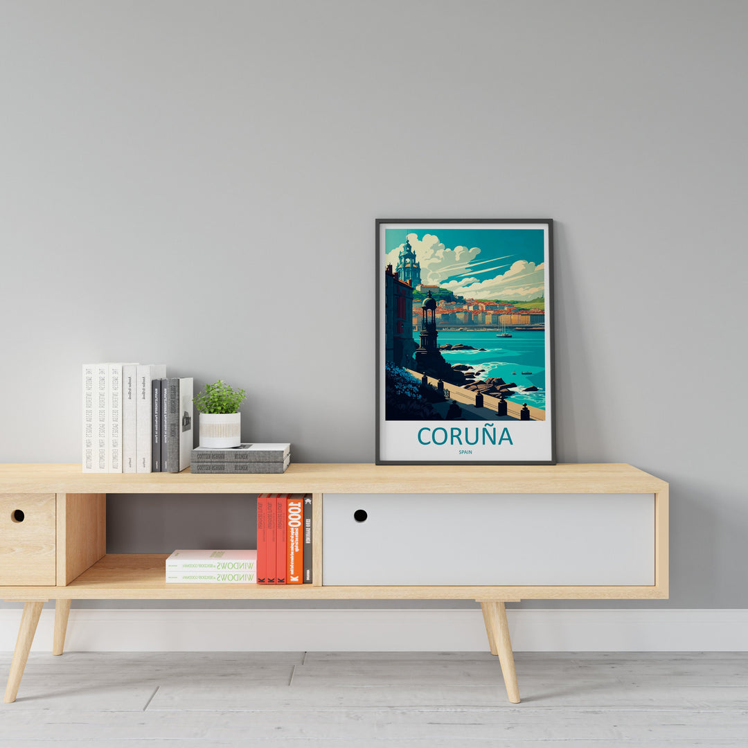 Coruña Travel Print Wall Art Coruña Wall Hanging Home Décor Coruña Gift Art Lovers Spain Art Lover Gift Coruña Print Spain Wall Art Decor
