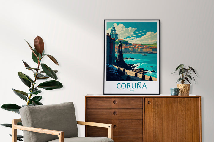 Coruña Travel Print Wall Art Coruña Wall Hanging Home Décor Coruña Gift Art Lovers Spain Art Lover Gift Coruña Print Spain Wall Art Decor