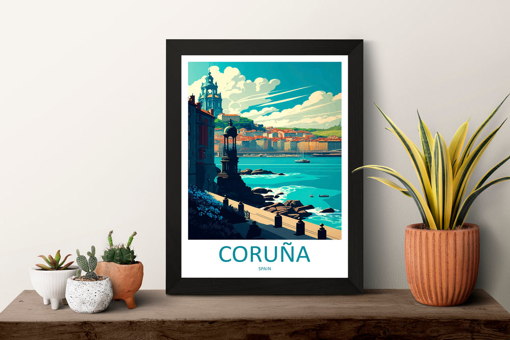 Coruña Travel Print Wall Art Coruña Wall Hanging Home Décor Coruña Gift Art Lovers Spain Art Lover Gift Coruña Print Spain Wall Art Decor