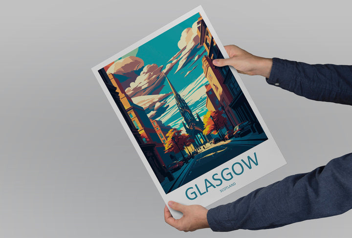 Glasgow Travel Print Wall Art Glasgow Wall Hanging Home Décor Glasgow Gift Art Lovers Scotland Art Lover Gift Glasgow Travel Artwork