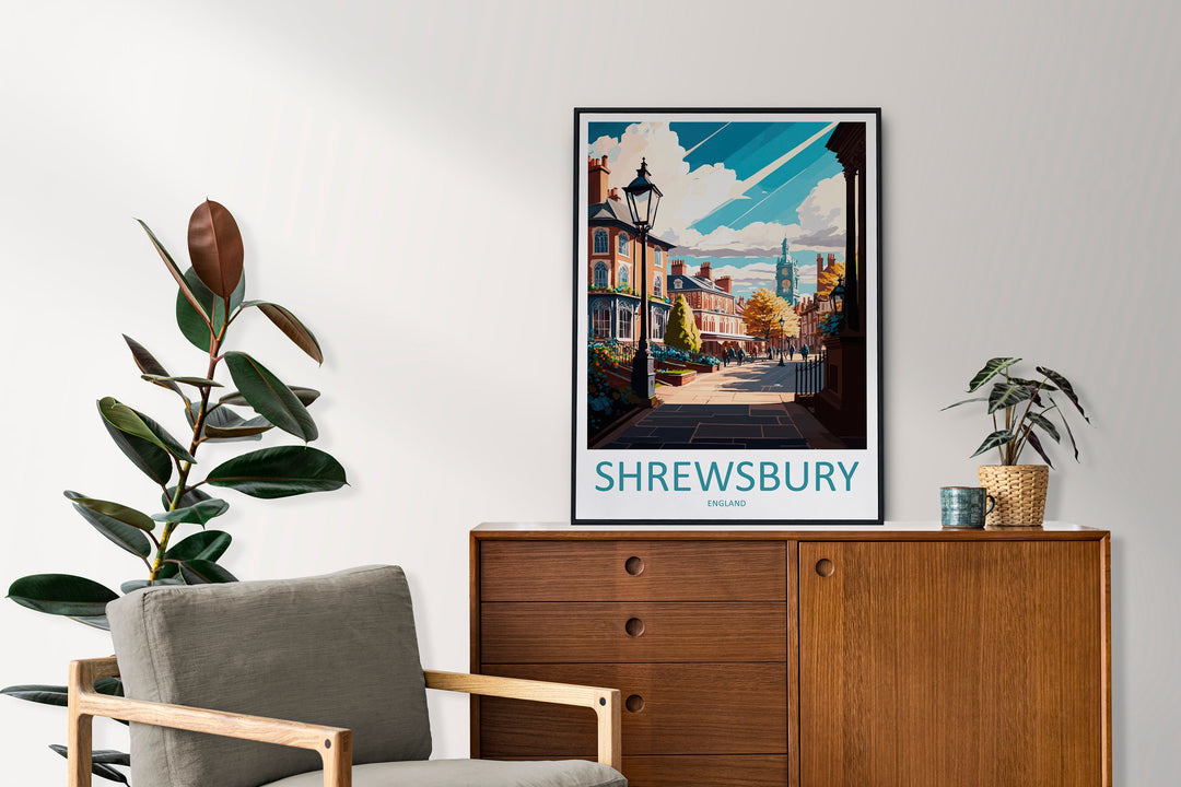 Shrewsbury Travel Print Wall Art Shrewsbury Wall Hanging Home Décor Shrewsbury Gift Art Lovers England Art Lover Gift Shrewsbury Travel Déco