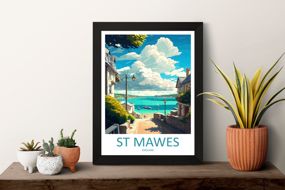 St Mawes Travel Print Wall Art St Mawes Wall Hanging Home Décor St Mawes Gift Art Lovers England Art Lover Gift St Mawes Travel Décor