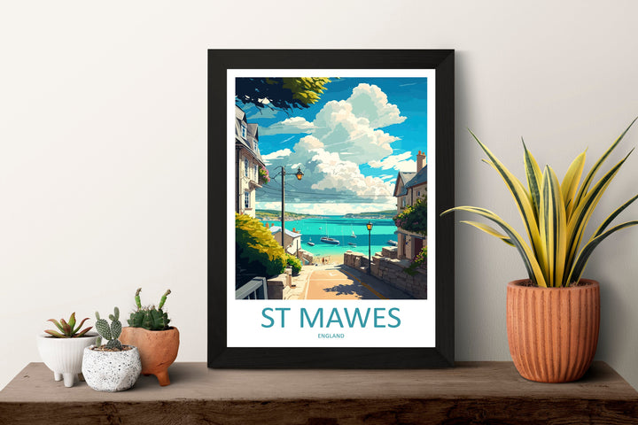 St Mawes Travel Print Wall Art St Mawes Wall Hanging Home Décor St Mawes Gift Art Lovers England Art Lover Gift St Mawes Travel Décor