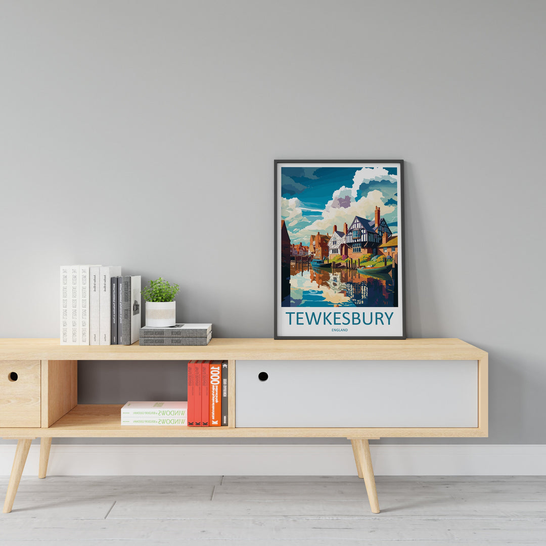 Tewkesbury Travel Print Wall Art Tewkesbury Wall Hanging Home Décor Tewkesbury Gift Art Lovers England Art Lover Gift Tewkesbury Travel Déco