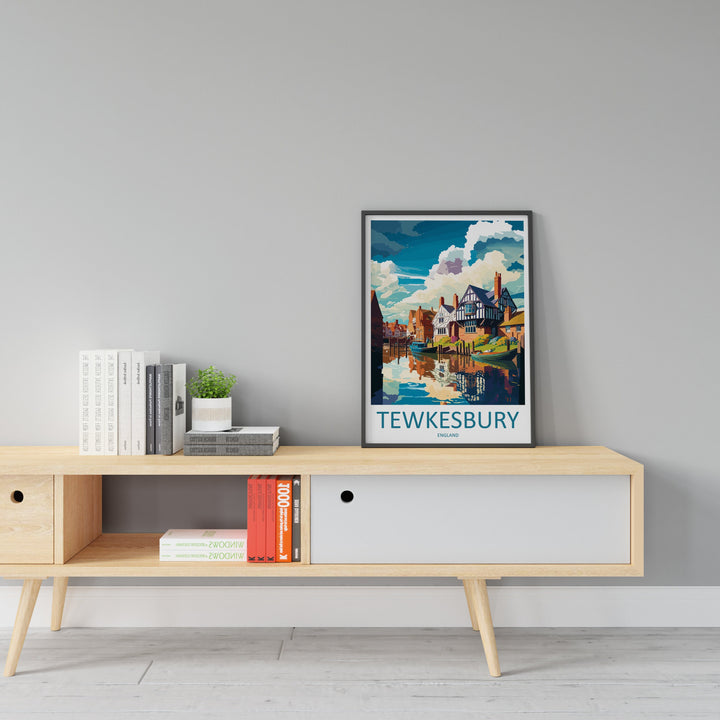 Tewkesbury Travel Print Wall Art Tewkesbury Wall Hanging Home Décor Tewkesbury Gift Art Lovers England Art Lover Gift Tewkesbury Travel Déco