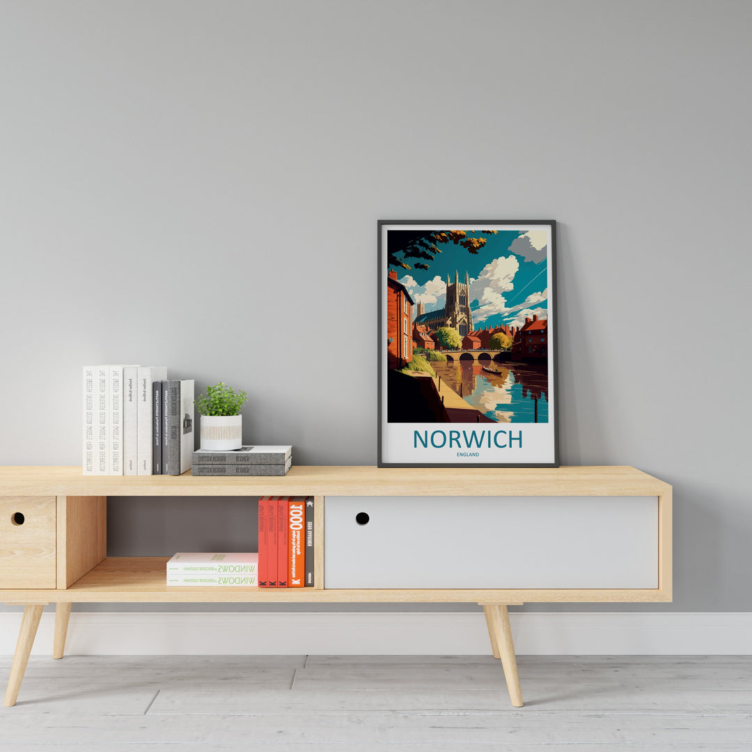 Norwich Travel Print Wall Art Norwich Wall Hanging Home Décor Norwich Gift Art Lovers England Art Lover Gift Norwich Travel Gift