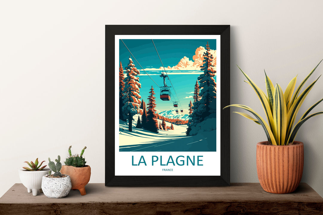 La Plagne Travel Print Wall Art La Plagne Wall Hanging Home Décor La Plagne Gift Art Lovers Ski Art Lover Gift La Plagne Print Skiing