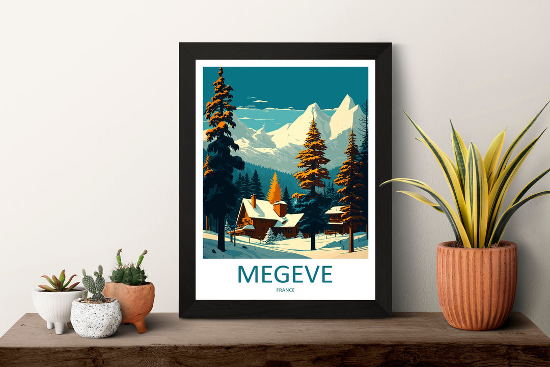 Megeve Travel Print Wall Art Megeve Wall Hanging Home Décor Megeve Gift Art Lovers Ski Art Lover Gift Les Arcs Print Skiing Megeve Ski Art