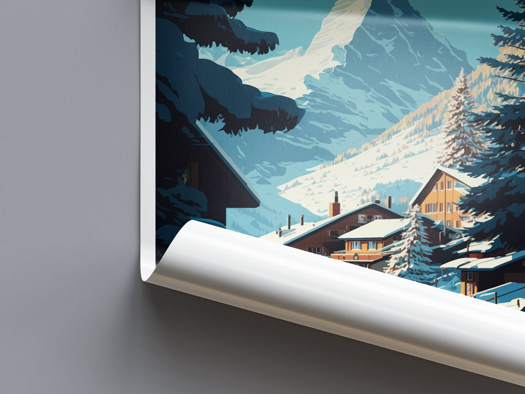 Zermatt Travel Print Wall Art Zermatt Wall Hanging Home Décor Zermatt Gift Art Lovers Ski Art Lover Gift Zermatt Print Skiing Zermatt Art