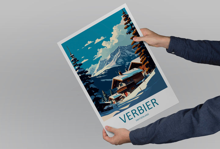 Verbier Travel Print Wall Art Verbier Wall Hanging Home Décor Verbier Gift Art Lovers Ski Art Lover Gift Verbier Print Skiing Art Poster