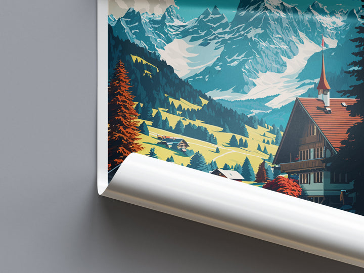 Gstaad Travel Print Wall Art Gstaad Wall Hanging Home Décor Gstaad Gift Art Lovers Switzerland Art Lover Gift Gstaad Travel Art