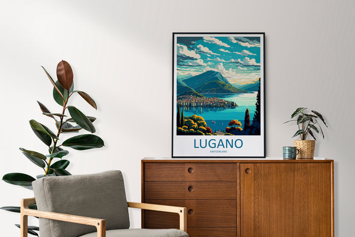 Lugano Travel Print Wall Art Lugano Wall Hanging Home Décor Lugano Gift Art Lovers Switzerland Art Lover Gift Lugano Travel Art