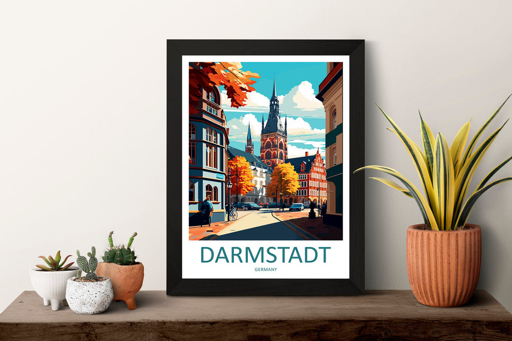 Darmstadt Travel Print Wall Art Darmstadt Wall Hanging Home Décor Darmstadt Gift Art Lovers Germany Art Lover Gift Darmstadt Art Travel Gift