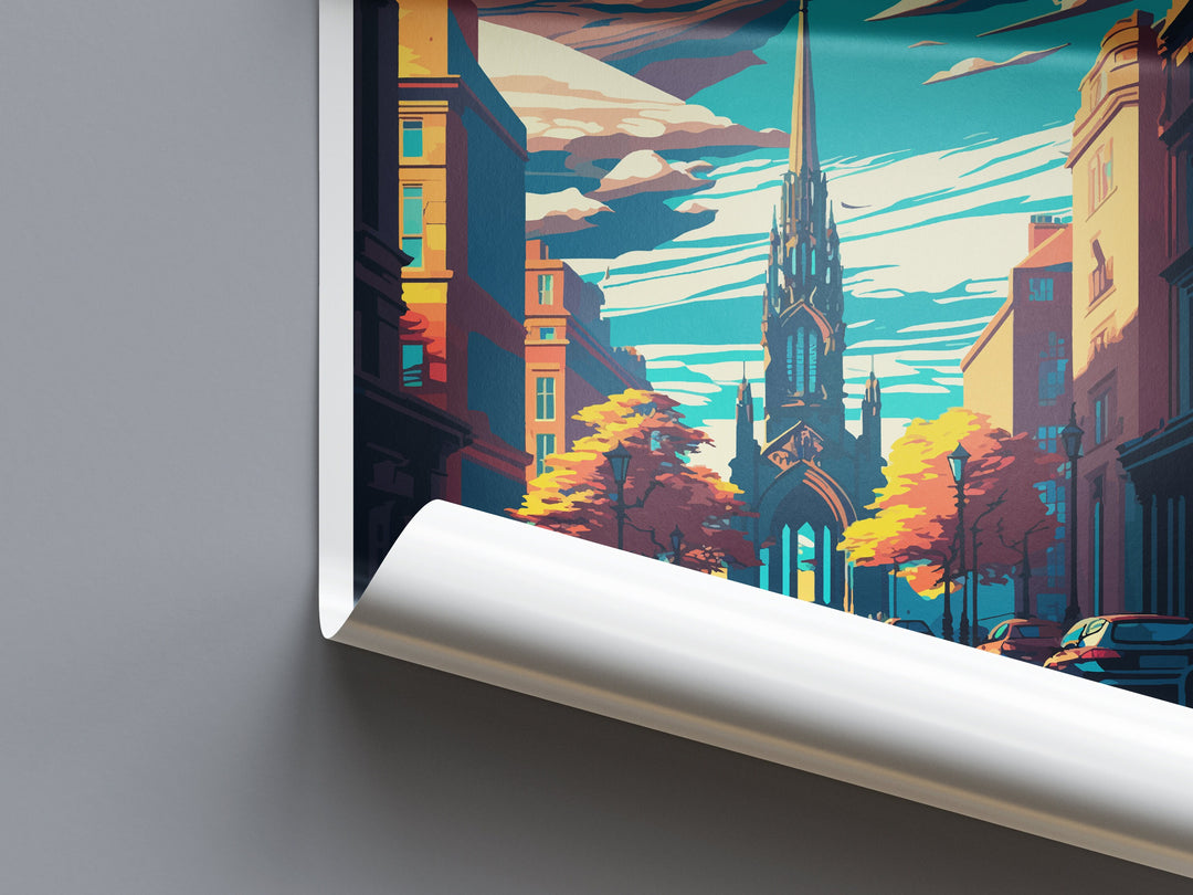 Glasgow Travel Print Wall Art Glasgow Wall Hanging Home Décor Glasgow Gift Art Lovers Scotland Art Lover Gift Glasgow Travel Artwork