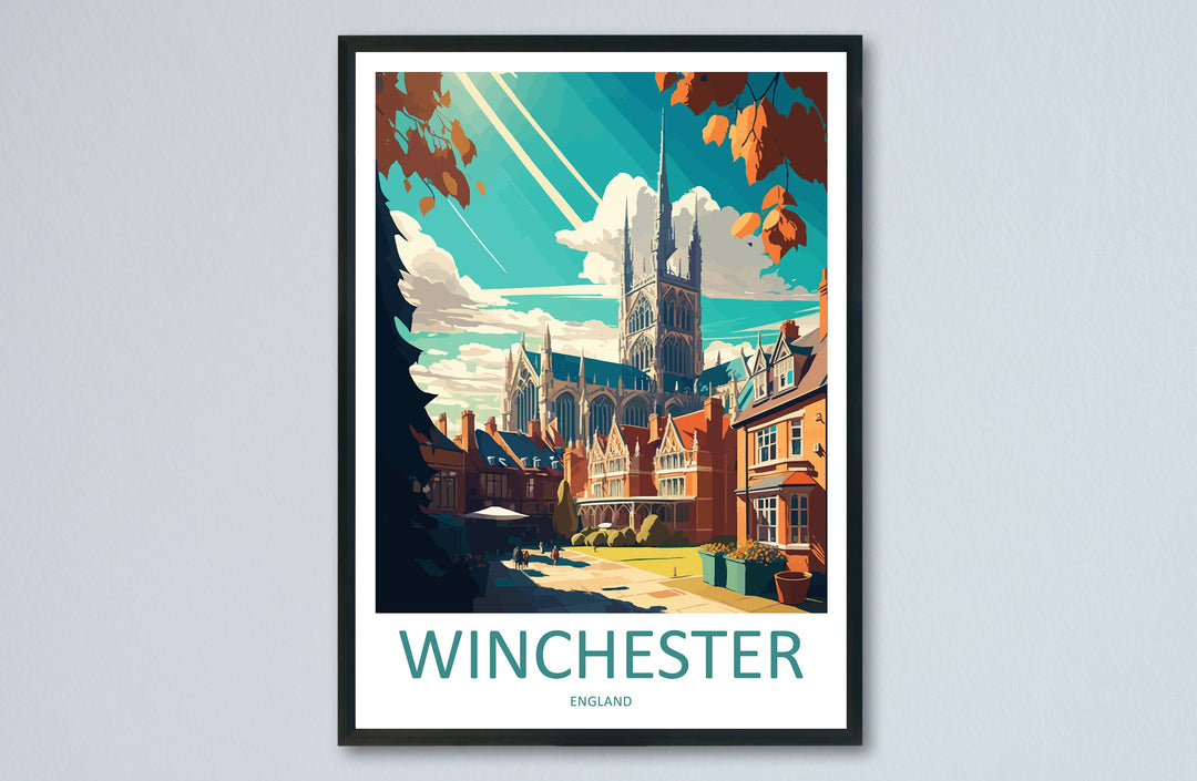 Winchester Travel Print Wall Art Winchester Wall Hanging Home Décor Winchester Gift Art Lovers England Art Lover Gift Winchester Travel