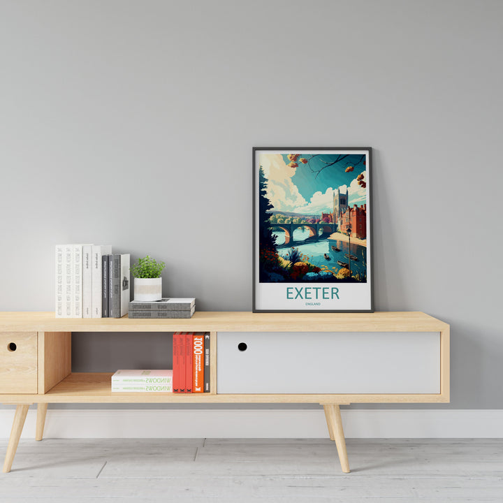Exeter Travel Print Wall Art Exeter Wall Hanging Home Décor Exeter Gift Art Lovers England Art Lover Gift Exeter Travel Décor Exeter Poster