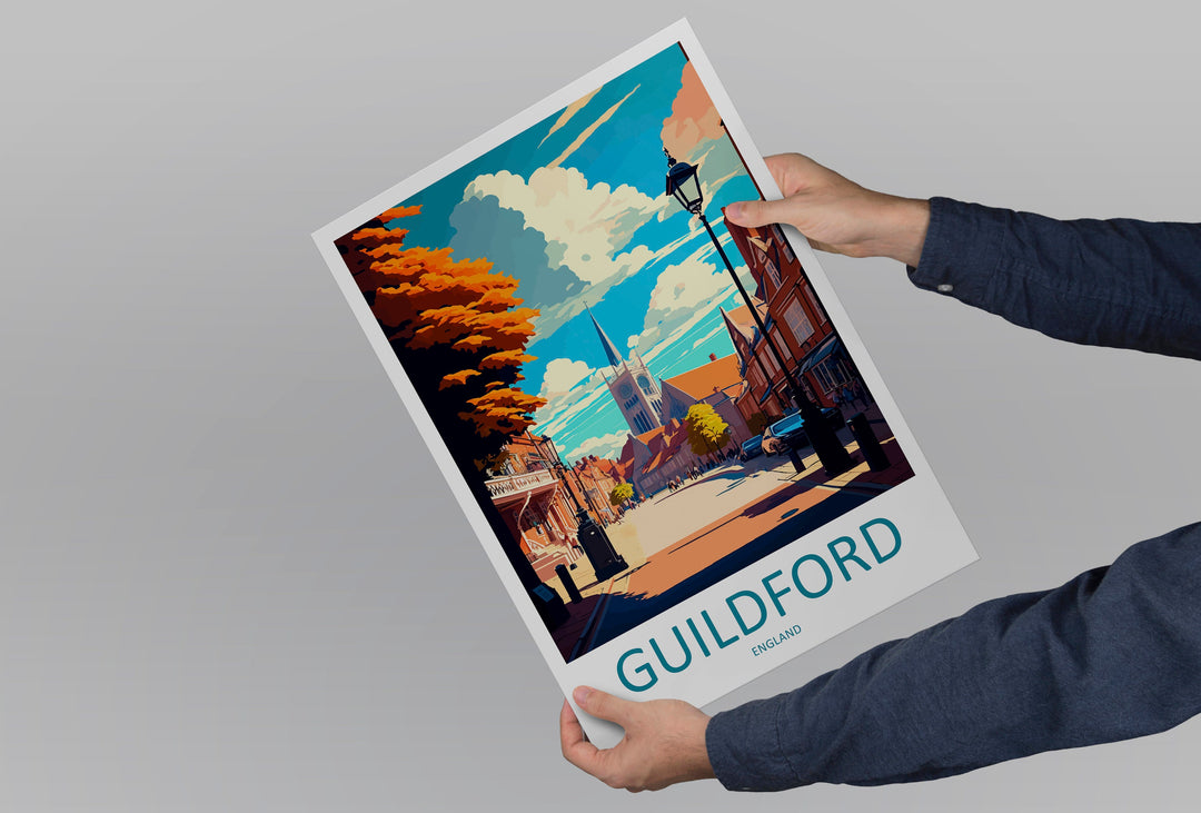 Guildford Travel Print Wall Art Guildford Wall Hanging Home Décor Guildford Gift Art Lovers England Art Lover Gift Guildford Travel Décor
