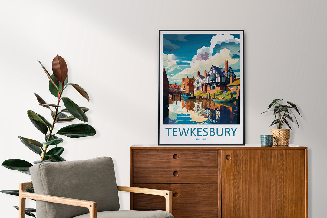 Tewkesbury Travel Print Wall Art Tewkesbury Wall Hanging Home Décor Tewkesbury Gift Art Lovers England Art Lover Gift Tewkesbury Travel Déco