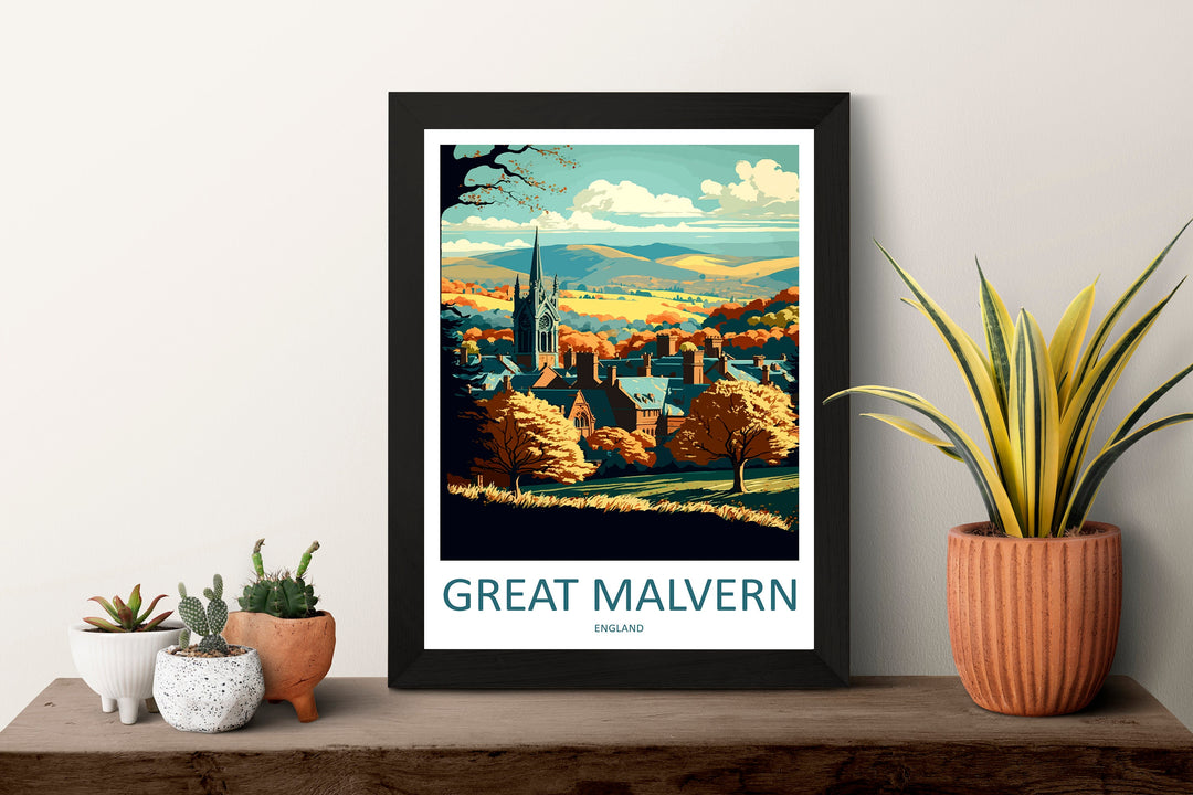 Great Malvern Travel Print Wall Art Great Malvern Wall Hanging Home Décor Great Malvern Gift Art Lovers England Art Lover Gift Great Malvern