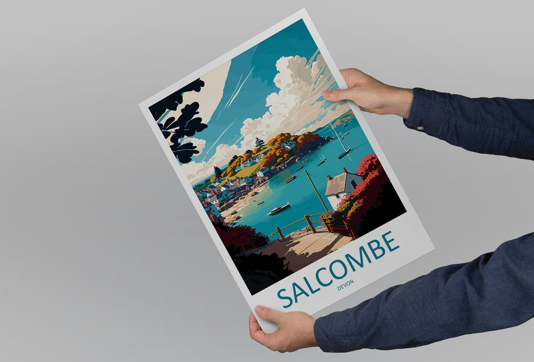 Salcombe Travel Print Wall Art Salcombe Wall Hanging Home Décor Salcombe Gift Art Lovers England Art Lover Gift Salcombe Art Poster