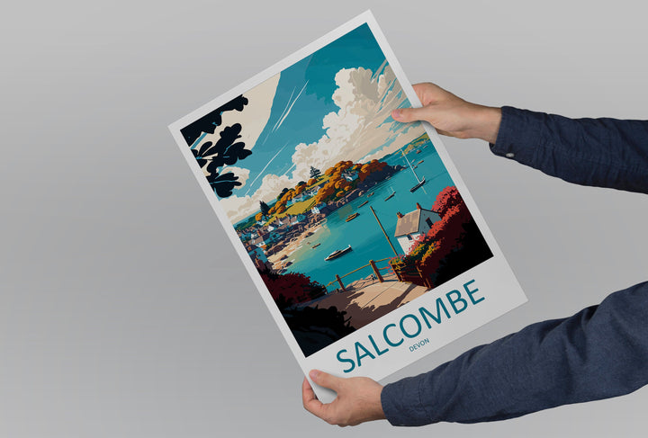 Salcombe Travel Print Wall Art Salcombe Wall Hanging Home Décor Salcombe Gift Art Lovers England Art Lover Gift Salcombe Art Poster