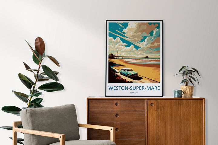 Western-Super-Mare Travel Print Wall Art Western-Super-Mare Wall Hanging Home Décor Western-Super-Mare Gift Art Lovers England Art Lover