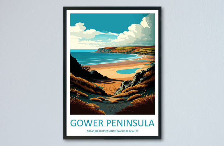 Gower Peninsula Travel Print Wall Art Gower Peninsula Wall Hanging Home Decor Gower Peninsula Gift Art Lovers Wall Art ANOB Travel Art