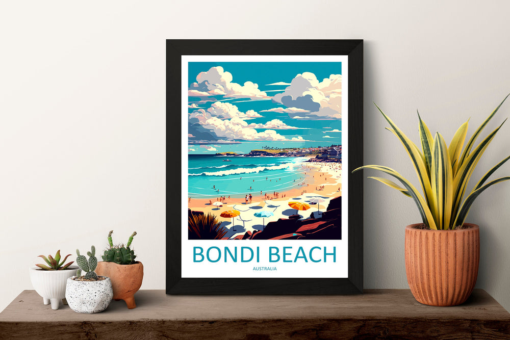 Bondi Beach Travel Print Wall Art Bondi Beach Wall Hanging Home Décor Bondi Beach Gift Art Lovers Wall Art Australia Travel Print