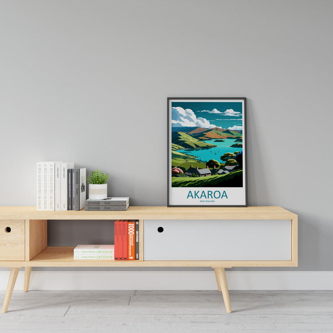 Akaroa Travel Print Wall Art Akaroa Wall Hanging Home Décor Akaroa Gift Art Lovers New Zealand Art Lover Gift Print Art